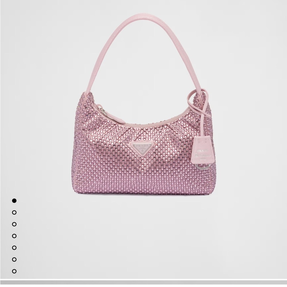 Pink Prada Re-Edition mini satin bag with crystals Shoulder Bag